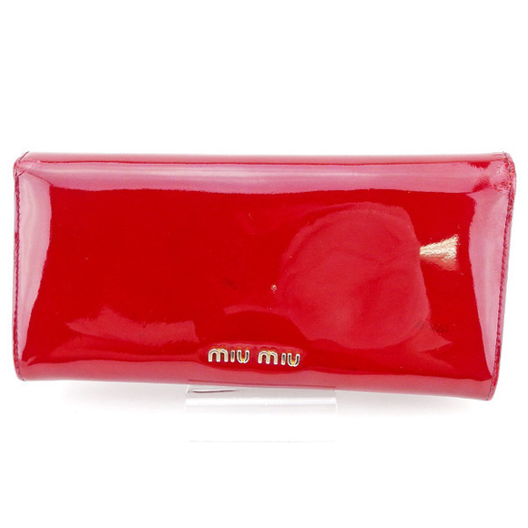 Miu Miu Long Wallet Ribbon Motif Red Enamel - Picture 2 of 9